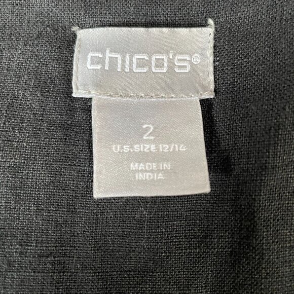 Chicos 2 Black White Linen Embroidered Tunic Jacket Boho Resort Festival Travel - Picture 3 of 8